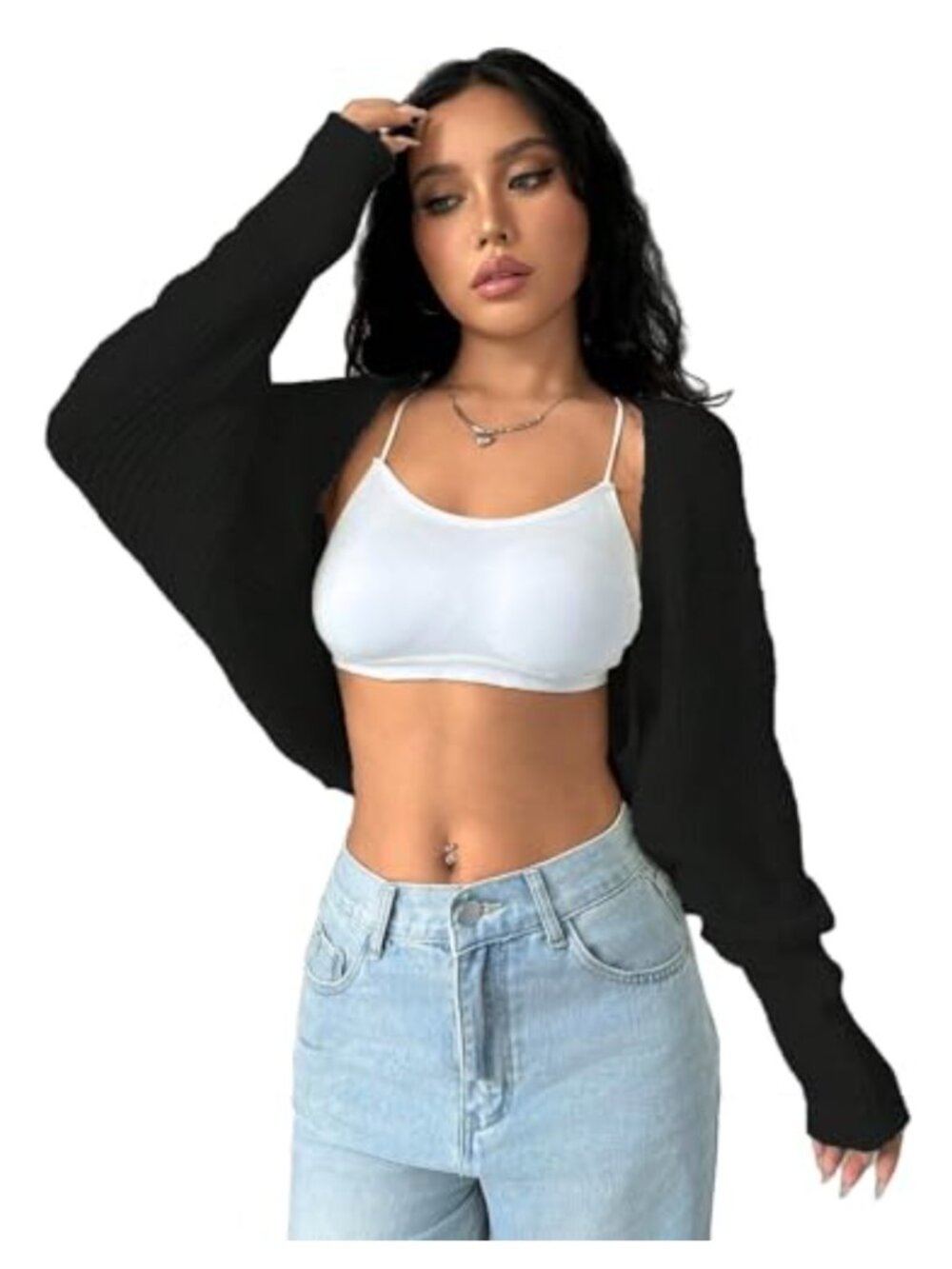 Knit Shrug Cardigan Batwing Sleeve Cropped Bolero